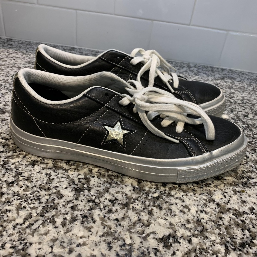 Converse One Star Shoes Womens 7.5 Black Silver Glitter Low Top 37YRJHJJP00010